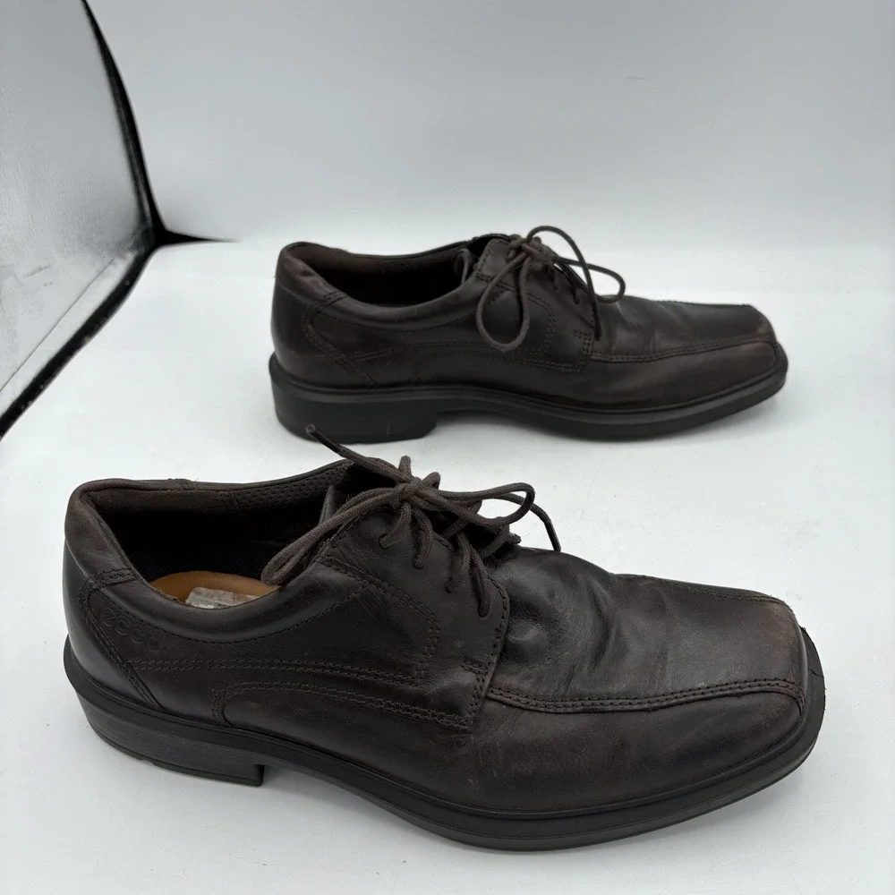 ECCO Shoes Mens Size 7‎ Helsinki 2 Square Toe Oxford Lace up Dark Brown